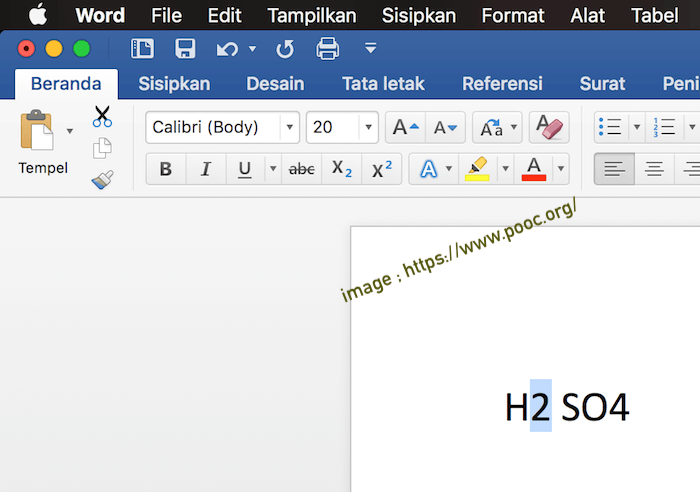pangkat bawah ms word