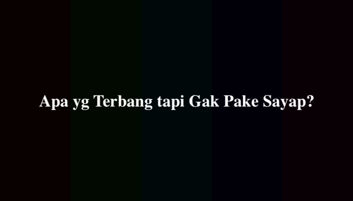 Apa yg Terbang tapi Gak Pake Sayap? Berikut Jawabannya