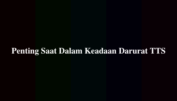 Penting Saat Dalam Keadaan Darurat TTS