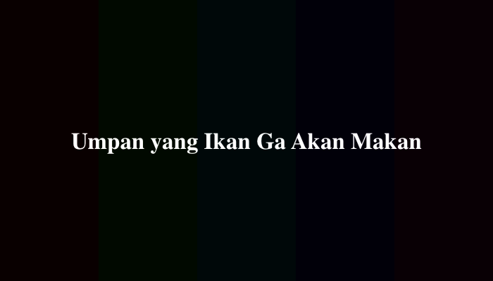 Umpan yang Ikan Ga Akan Makan? Berikut Jawabannya