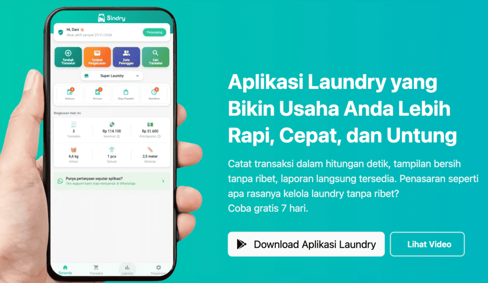 Sindry, Aplikasi Laundry yang Memudahkan Pencatatan Transaksi dan Laporan Usaha